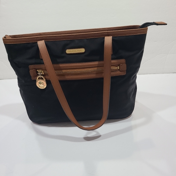 Michael Kors Black and Brown Canvas Tote Bag - Picture 1 of 9